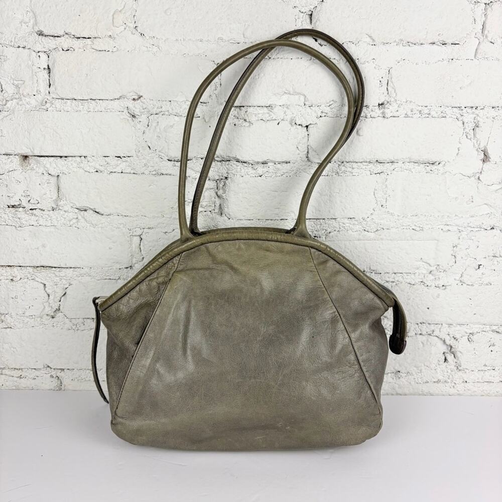 Hobo Emmeline Grey Leather Round Top Double Handle Tote